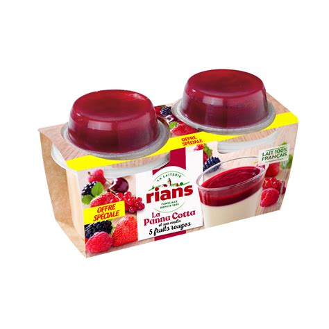 Desserts Panna Cotta coulis fruits rouges RIANS les 2 pots de 120g à