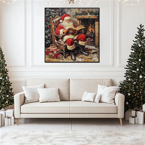 Amazon Santa Pictures For Wall Ssanta Canvas Wall Art Framed