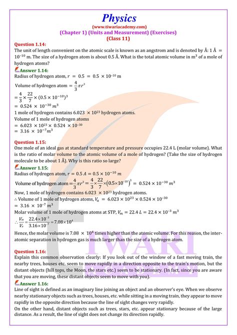 NCERT Solutions For Class 11 Physics Chapter 1 Units And Measurements