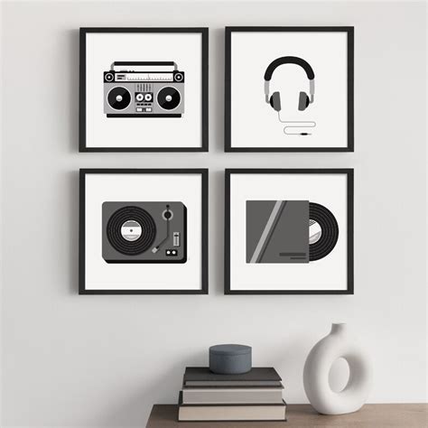 Music Art Posters Set of 4 Mid Century Music Decor - Etsy | Music room ...