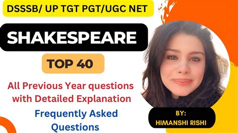 William Shakespeare Tgt Pgt L Most Expected Questions L Tgt English