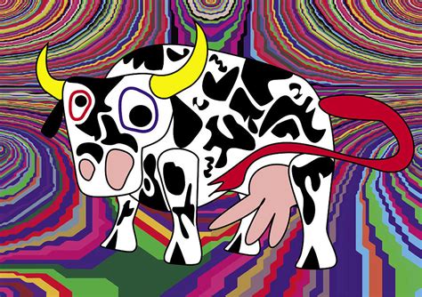 Crazy Funny Cow Digital Art By Shu Fu Fine Art America