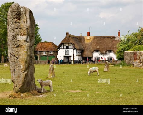 Massive sarsen monolith in one of the inner stone circles of Avebury in ...