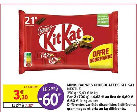 Promo Minis Barres Chocolat Es Kit Kat Nestl Chez Intermarch