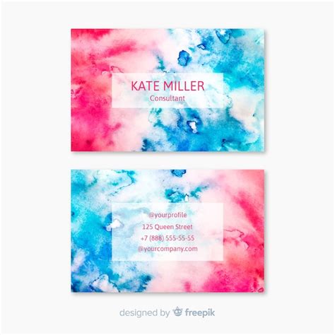 Free Vector Watercolor Stains Business Card Template