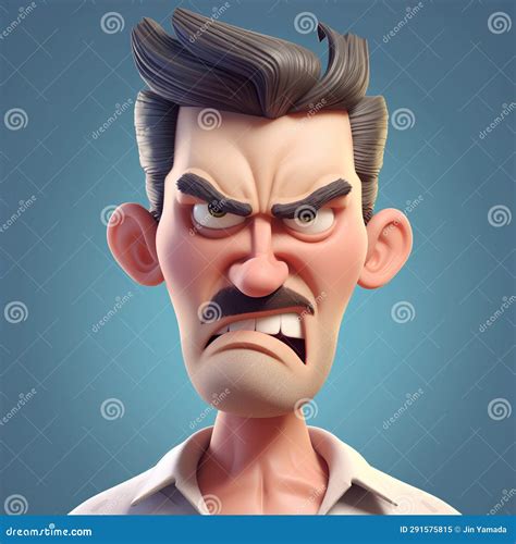 Angry Man With Angry Facial Expression 3d Render Illustration Stock Illustration Illustration