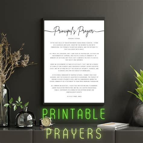 Principal Prayer Wall Art Printable Christian Principal Office Decor School Digital Print