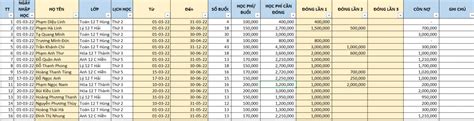 Thu học phí bằng excel | Phần mềm quản lý trung tâm đào tạo