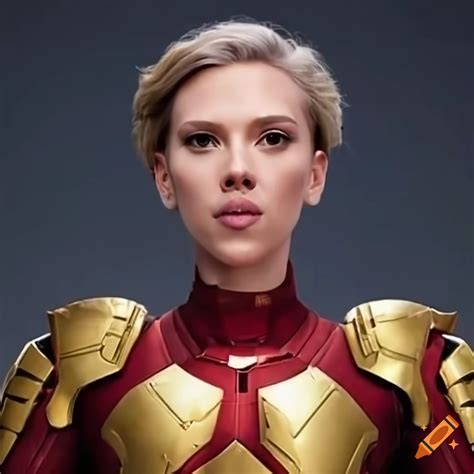 Digital Artwork Of A Futuristic Woman With Red And Gold Armor On Craiyon