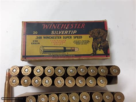 WINCHESTER .348 WINCHESTER SUPER SPEED SILVERTIP AMMO 250GR. GRIZZLY BOX