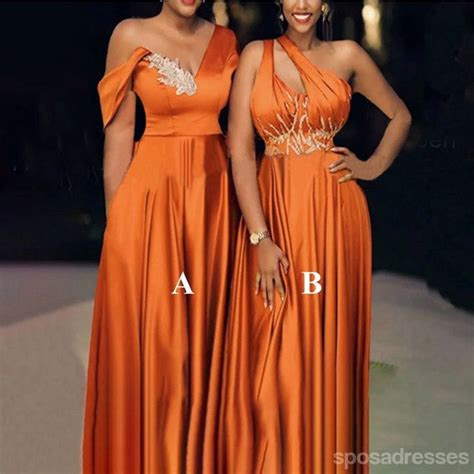 Mismatched Burnt Orange A Line Maxi Long Wedding Guest Bridesmaid