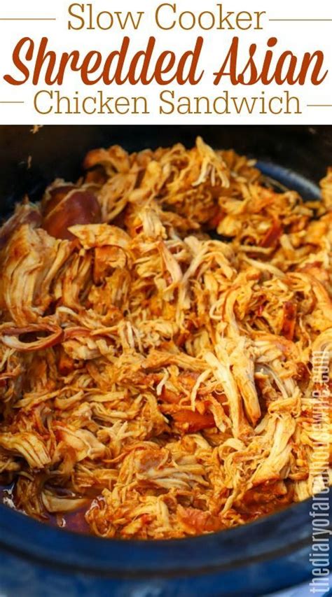 Slow Cooker Shredded Asian Chicken Sandwich Slow Cooker Asian Chicken Slow Cooker Shredded