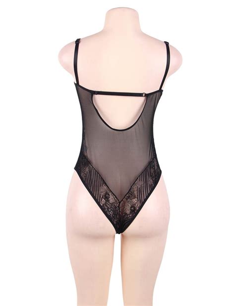 Black Glamour Hollywood Sheer Lace Underwire Teddy Ohyeah