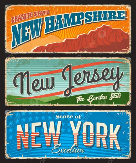 Usa Travel And Tourism Vector Rusty Metal Signboards With New York