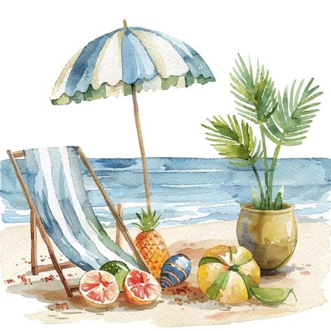 Premium Vector Summer Vector Illustration In Watercolor Style