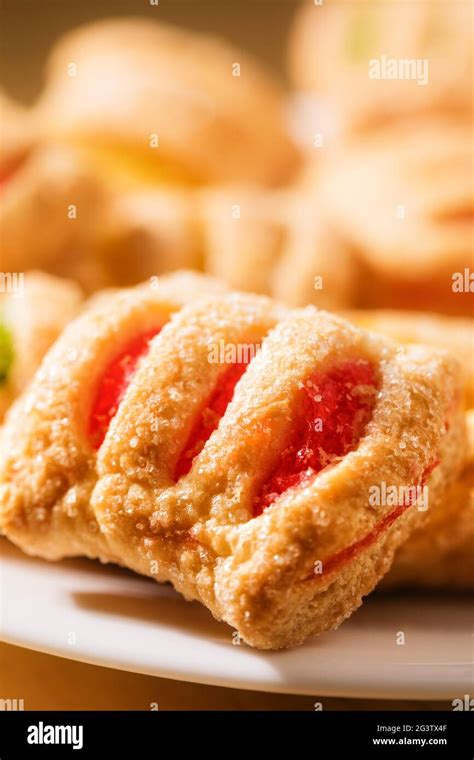 Puff Pastry Cookies With Jam Stock Photo Alamy