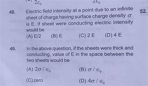 Electric Field Intensity At A Point Due To An Infinite Sheet Of Charge Ha