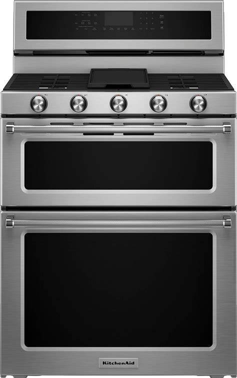 Kitchenaid 60 Cu Ft Self Cleaning Free Standing Double Oven Gas Convection Range Stainless