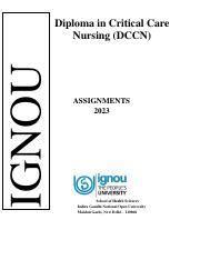 Diploma In Critical Care Nursing Assignments 2023 Course Hero