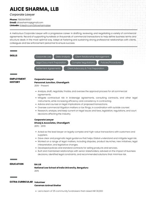 Sample Resume Of Corporate Lawyer With Template And Writing Guide