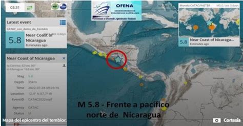 ¡terremoto En Nicaragua Movimiento Telúrico De 5 8° Richter Sacude Al