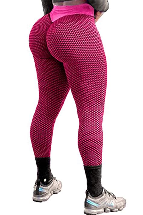 Fittoo Sexy Women Booty Yoga Pants High Waisted Honeycomb Ruched Butt