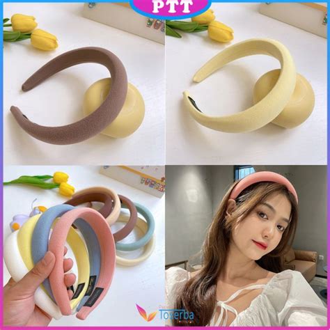 PTT Bando Kain Tebal Wanita Korea Headband Cloud Polos Lebar Empuk