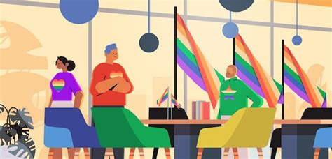 Mezclar Empresarios De Raza Con Banderas Del Arco Iris Lgbt Gay