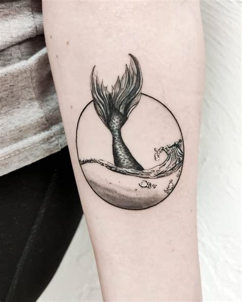 Micro Realism Black White Mermaid Tattoo Nikoambros Foot Tattoos Cute Tattoos Black Tattoos