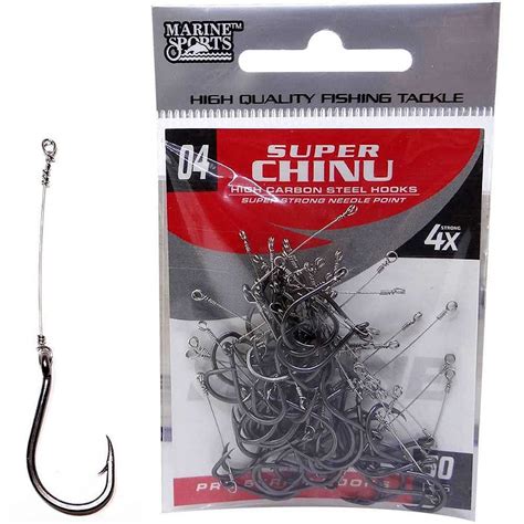 Anzol Marine Sports Super Chinu 4X Encastoado N 4 50 Un