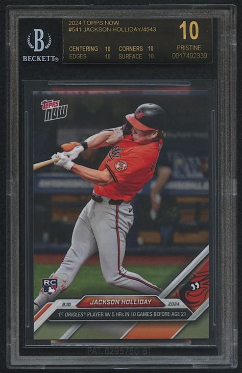 Jackson Holliday Topps Now Rc Bgs Pristine Black Label