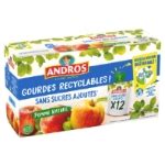 Compote pomme nature sans sucres ajoutés ANDROS les 12 gourdes de 90g