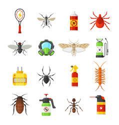 Pest Control Flat Icons Set Royalty Free Vector Image