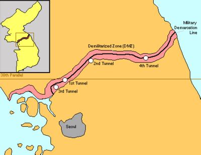 Demilitarisert Sone Korea Sone I Rosa Demarkasjonslinje I Sort Den