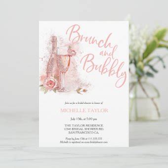 Glitter Brunch And Bubbly Champagne Bridal Shower Invitation Zazzle