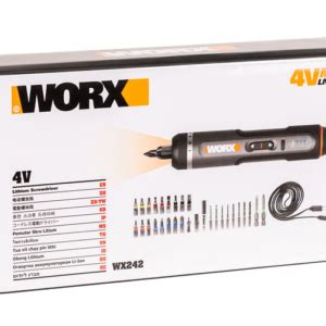 Отвертка аккумуляторная WORX WX242, 4В, 5Нм, 1,5Ач, набор оснастки ...