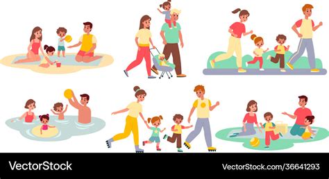 Family activities happy people and kids outdoor Vector Image