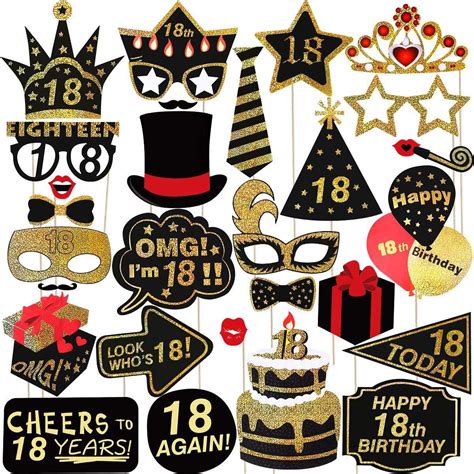 Adult Chic 18th Birthday Photo Booth Props 28pcs For Her