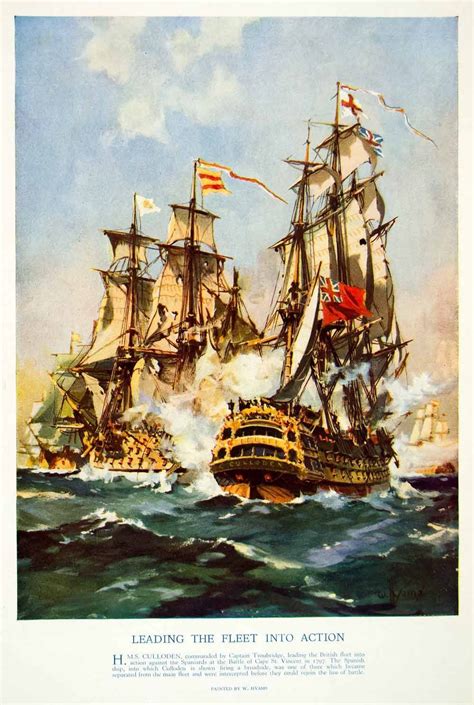 1939 Color Print W Hyams Fleet Hms Culloden Troubridge Ship Galley Cap Colorful Prints Fleet