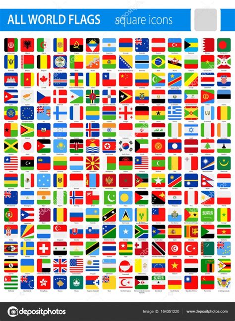 Square Flag Icons All World Vector Stock Vector Image By ©dikobrazik