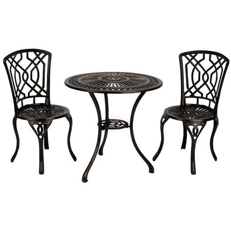 Geometric Bronze Cast Iron Bistro Set Cast Iron Patio Furniture