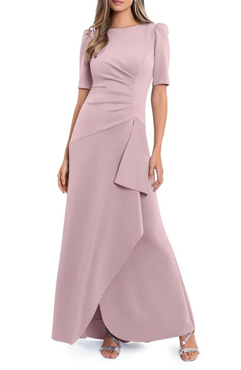 Xscape Side Ruched Ruffle Details Scuba Crepe Gown Nordstrom