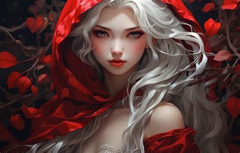 Wallpaper Girl, Red, Hot, Mysterious, Fantasy Art, Ai Art for mobile ...