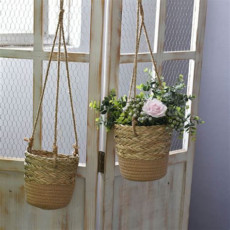 Hanging Planter Basket Woven Flower Pot Indoor Pla... – Grandado