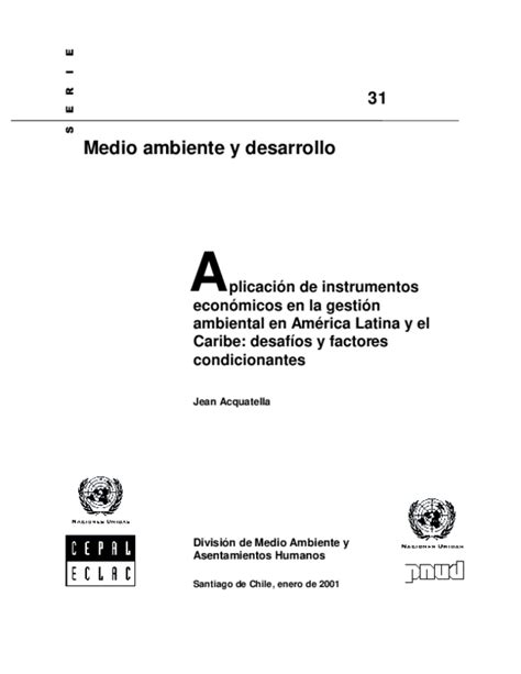 Pdf Aplicación De Instrumentos Económicos En La Gestión Ambiental En