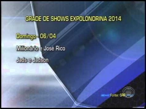 Sociedade Rural Divulga Grade De Shows Da ExpoLondrina 2014 21 02