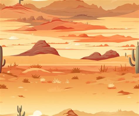 Paisaje Del Desierto De Dibujos Animados Con Plantas De Cactus Y Rocas Generativo Ai Foto Premium