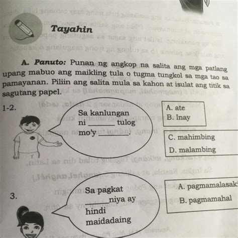 A Panuto Punan Ng Angkop Na Salita Ang Mga Patlang Upang Mabuo Ang