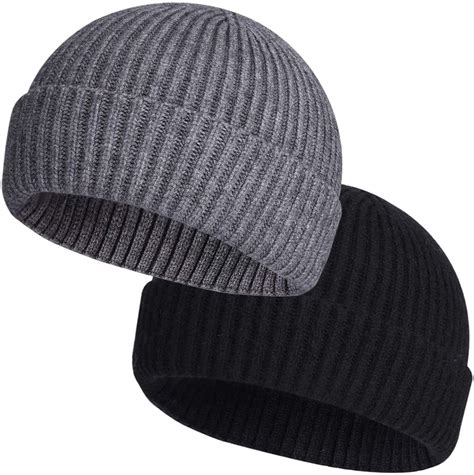 Classic Beanie Watch Hat Edge Skullcap for Men black and Grey gift pack ...