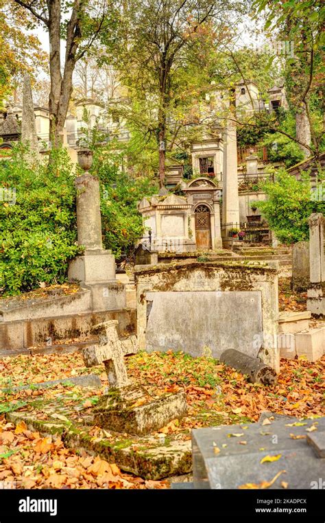 Paris, France - November 2022 : Pere Lachaise Cemetery in Autumn, HDR ...